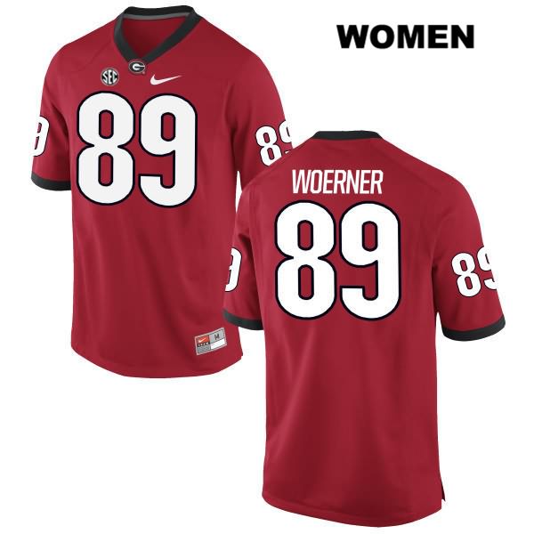 Georgia Bulldogs Women's Charlie Woerner #89 NCAA Authentic Red Nike Stitched College Football Jersey AIS3156CO